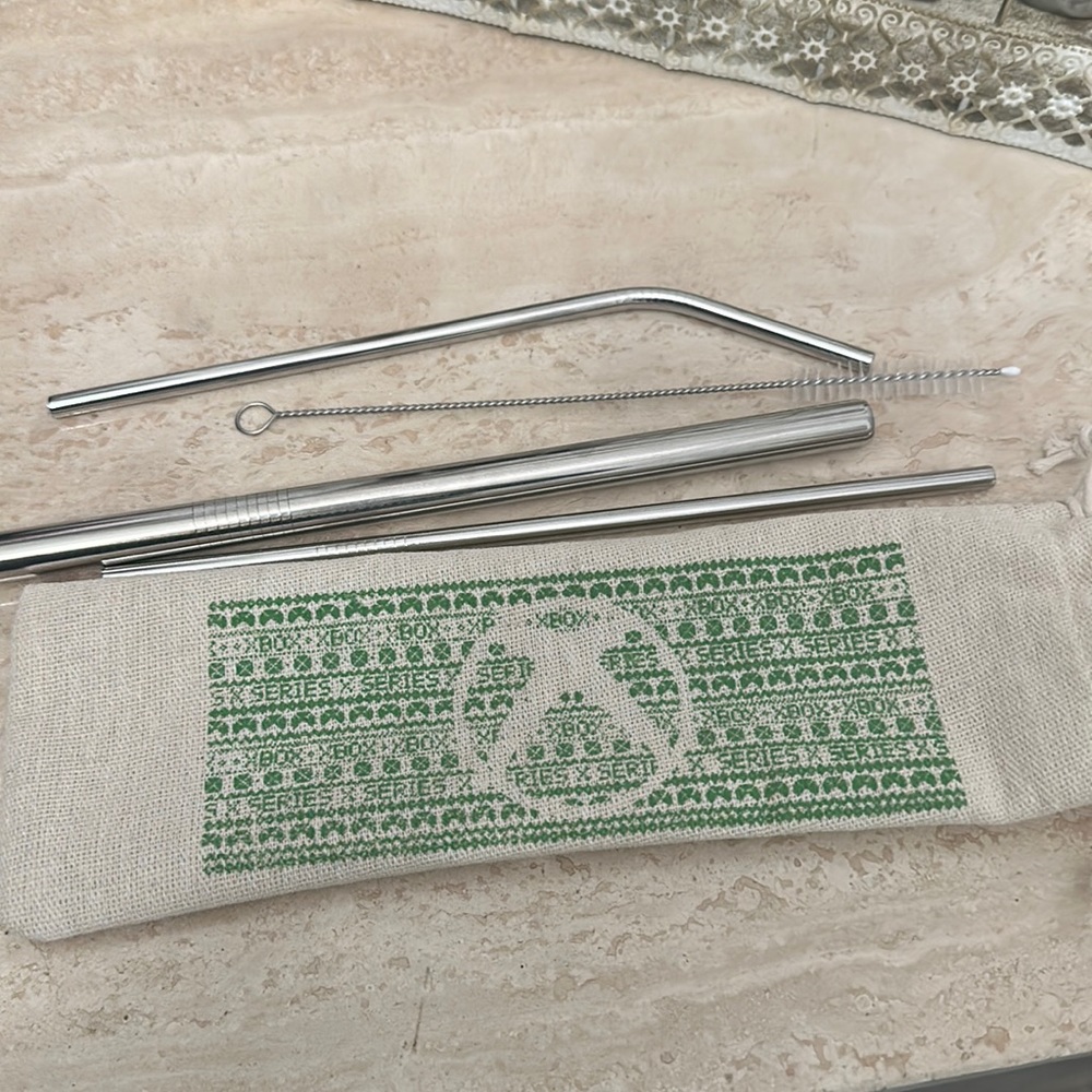XBOX Metal straw set with limited promotional cloth bag